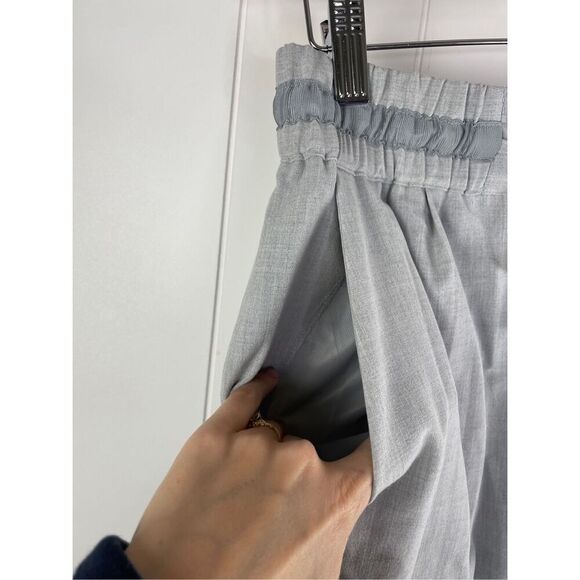 Zara Basic Drawstring Trousers Grey‎ Coquette Work Pants Bow Tie Front Career M - Picture 8 of 9